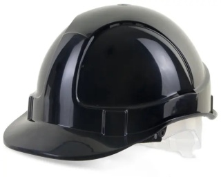 Economy Vented Helmet- Black Plastic Harness